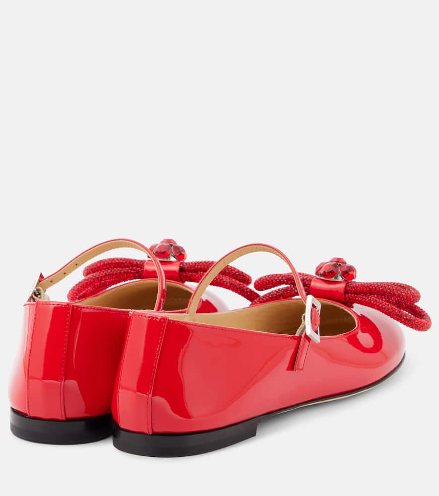 Mach&mach Bow-detail Patent Leather Mary Jane Flats In Red