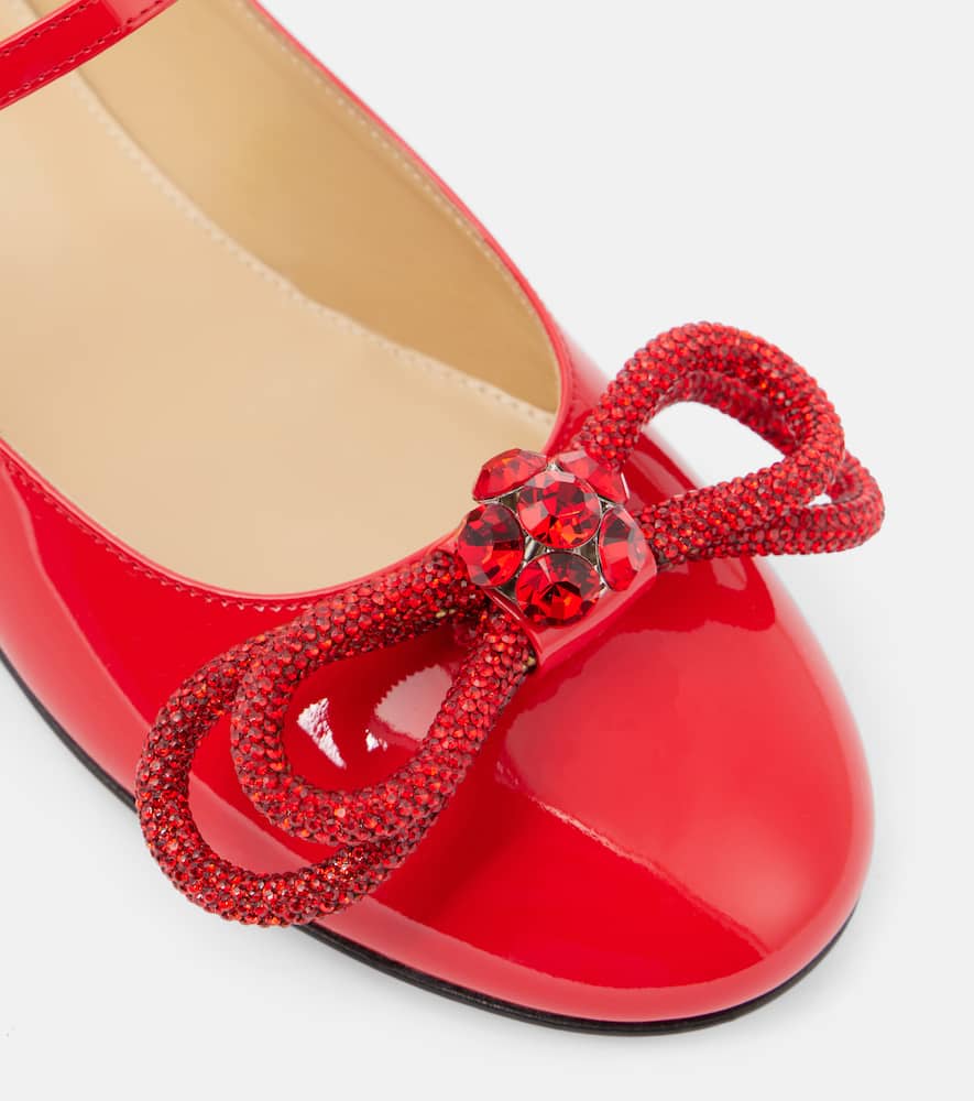 Mach&mach Bow-detail Patent Leather Mary Jane Flats In Red