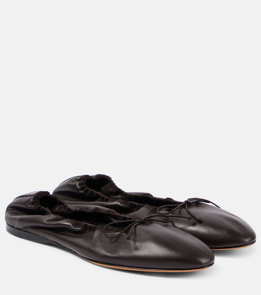 The Row Awar Leather Ballet Flats In Dark Brown