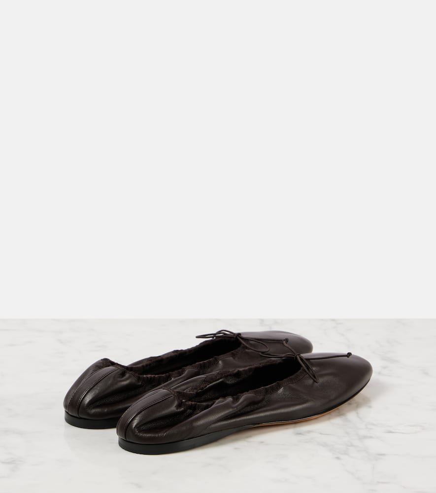 The Row Awar Leather Ballet Flats In Dark Brown