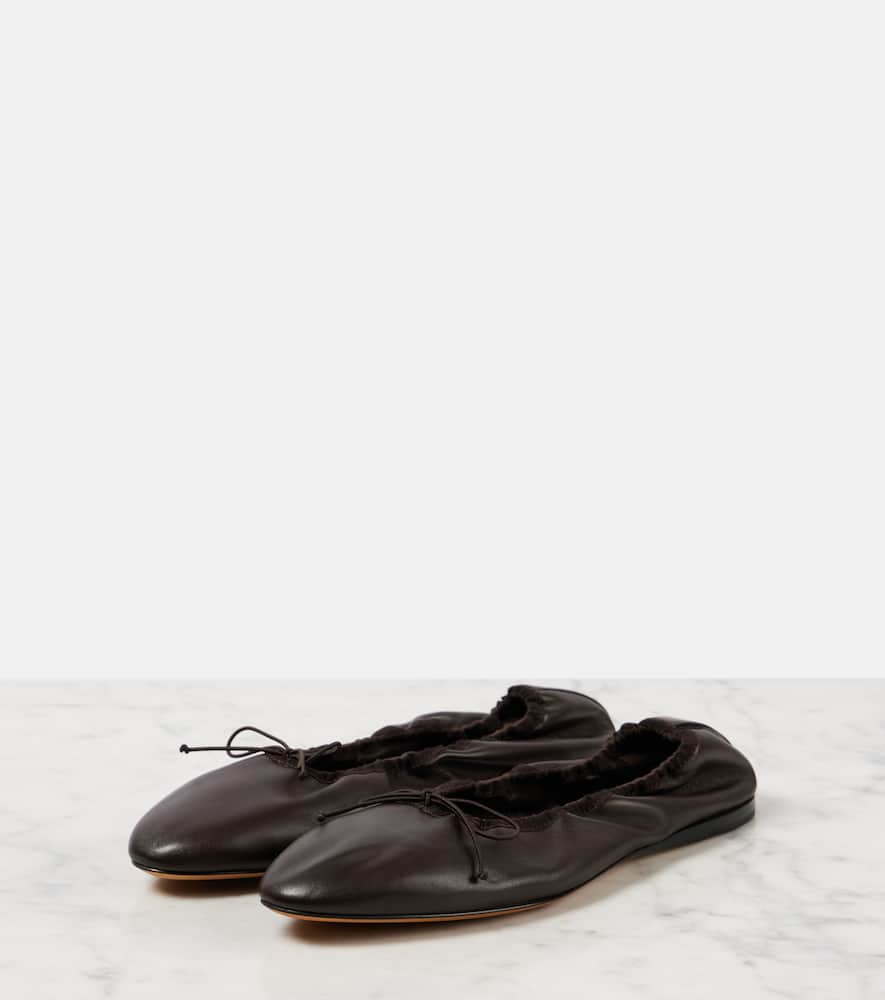 The Row Awar Leather Ballet Flats In Dark Brown