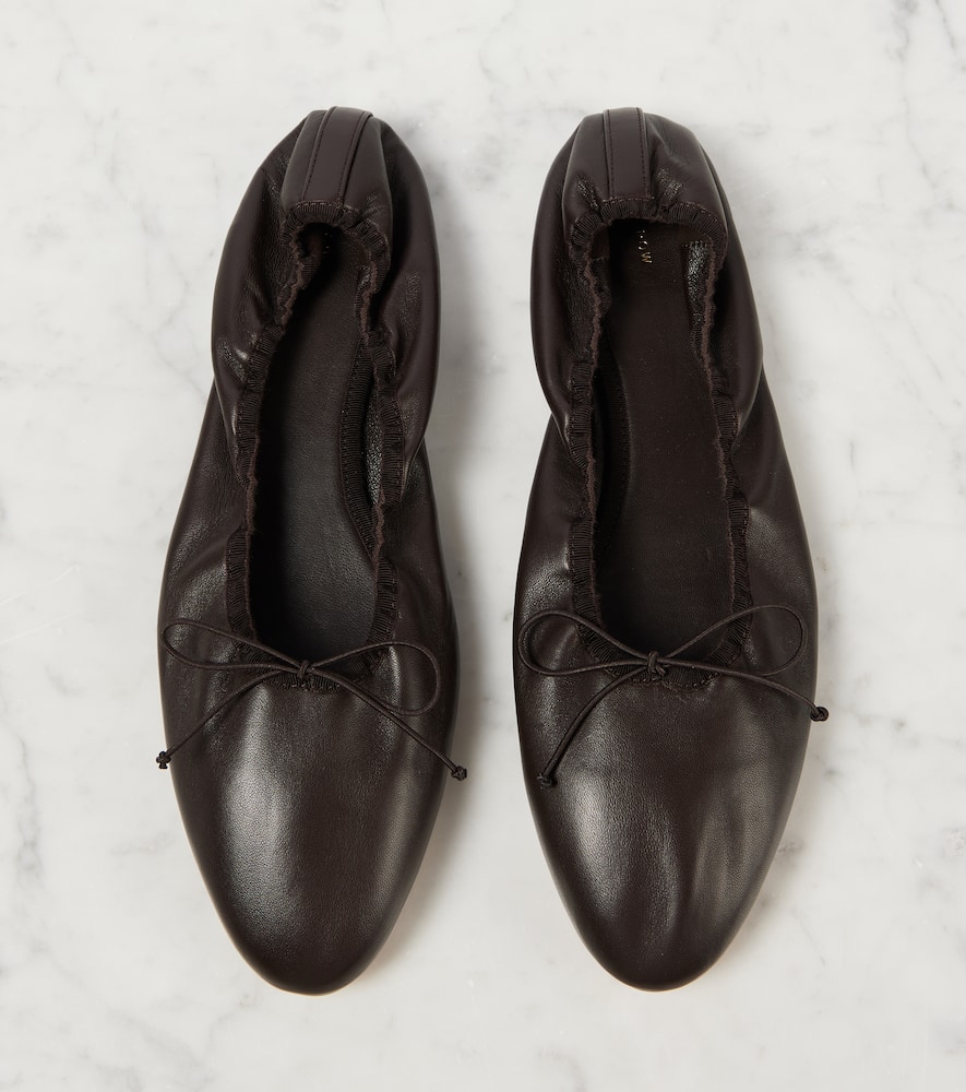 The Row Awar Leather Ballet Flats In Dark Brown