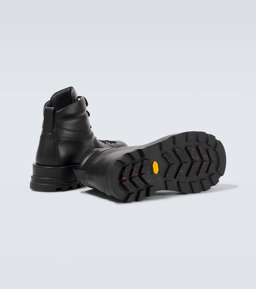 Jil Sander Lace-up Leather Ankle Boots In Black