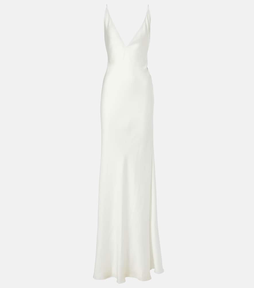 The New Arrivals Ilkyaz Ozel Open-back Satin Gown In White