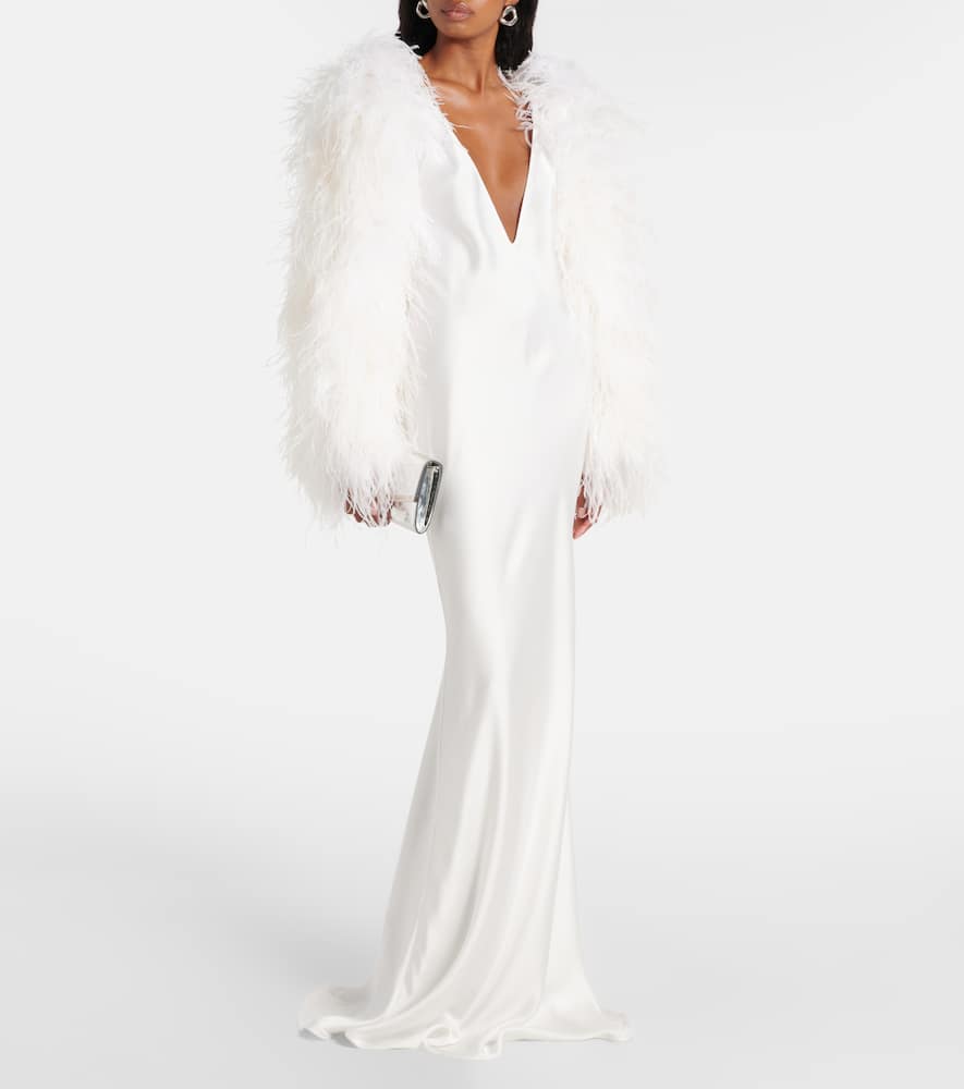 The New Arrivals Ilkyaz Ozel Open-back Satin Gown In White