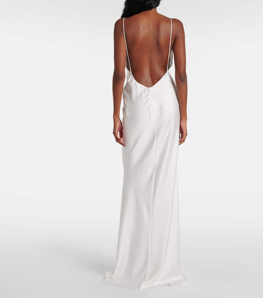 The New Arrivals Ilkyaz Ozel Open-back Satin Gown In White