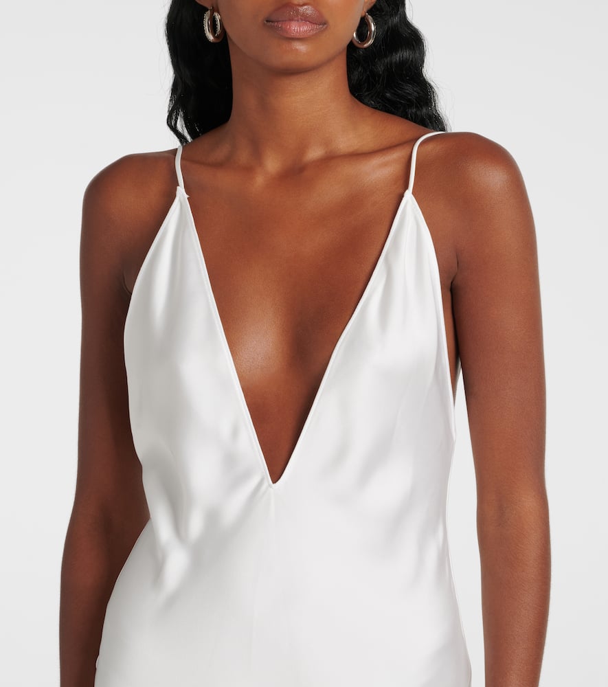 The New Arrivals Ilkyaz Ozel Open-back Satin Gown In White