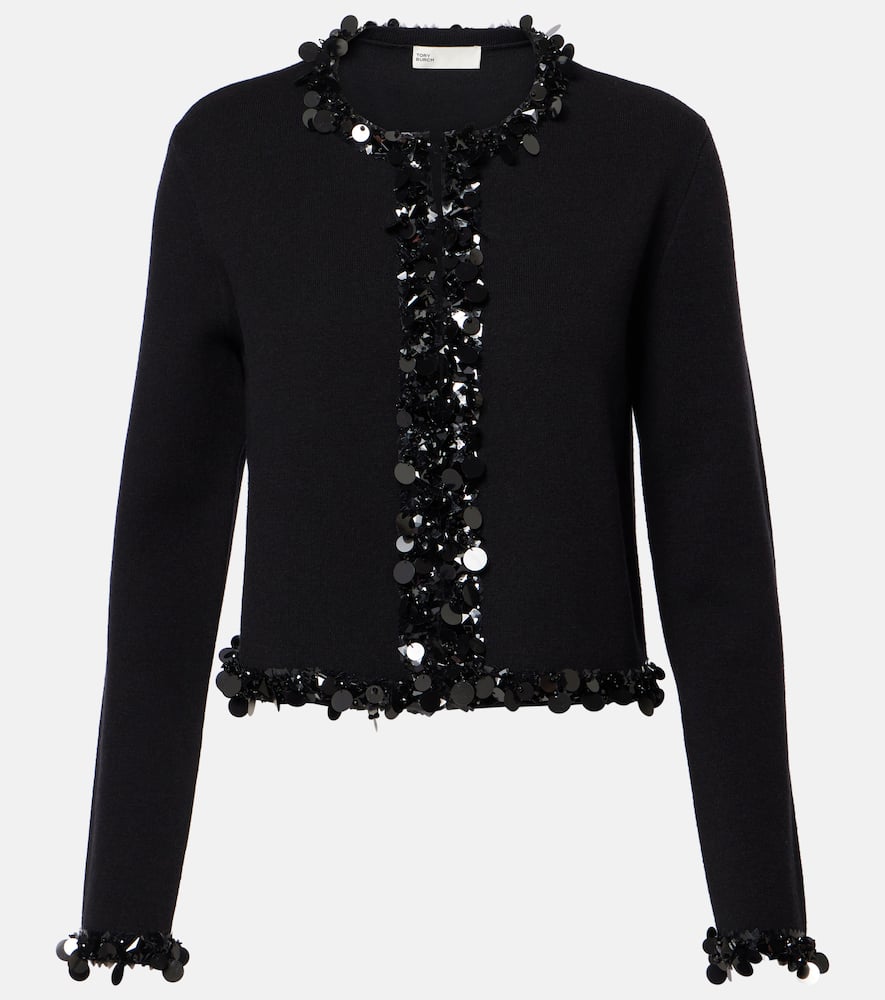 Kendra sequined wool and cashmere cardigan