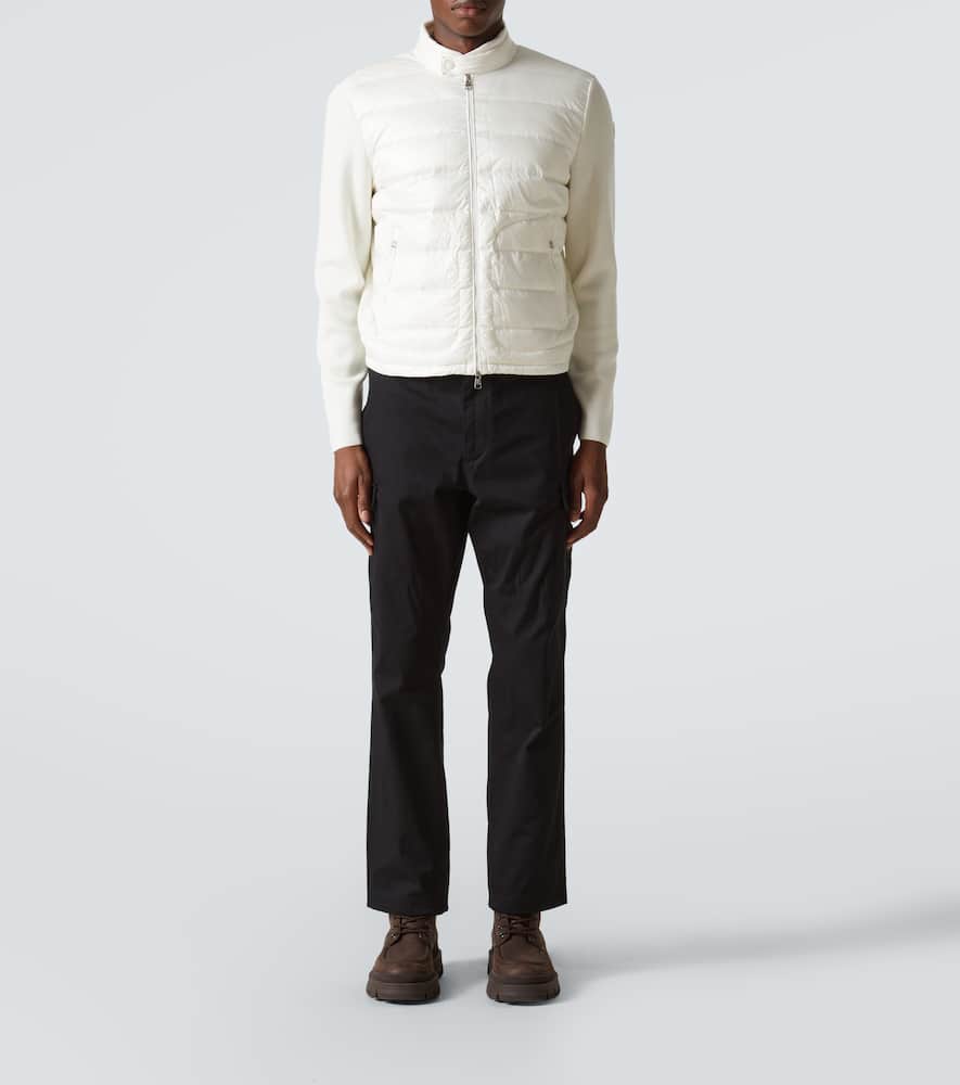 Moncler Cotton Quilted Zip Cardigan Sweater In White
