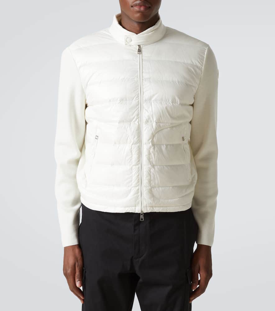 Moncler Cotton Quilted Zip Cardigan Sweater In White