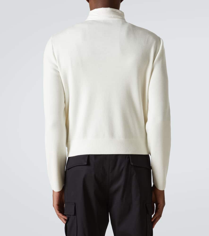 Moncler Cotton Quilted Zip Cardigan Sweater In White