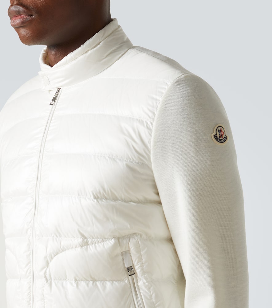 Moncler Cotton Quilted Zip Cardigan Sweater In White
