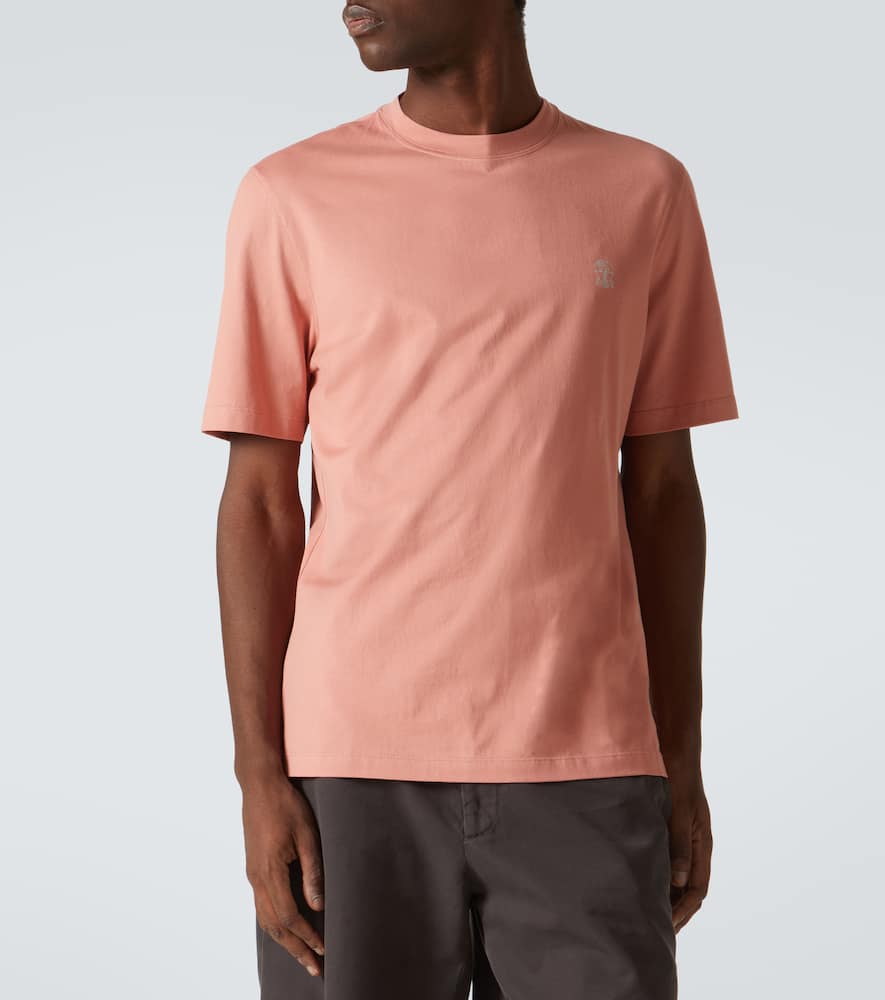 Brunello Cucinelli Logo Cotton Jersey T-shirt In Pink