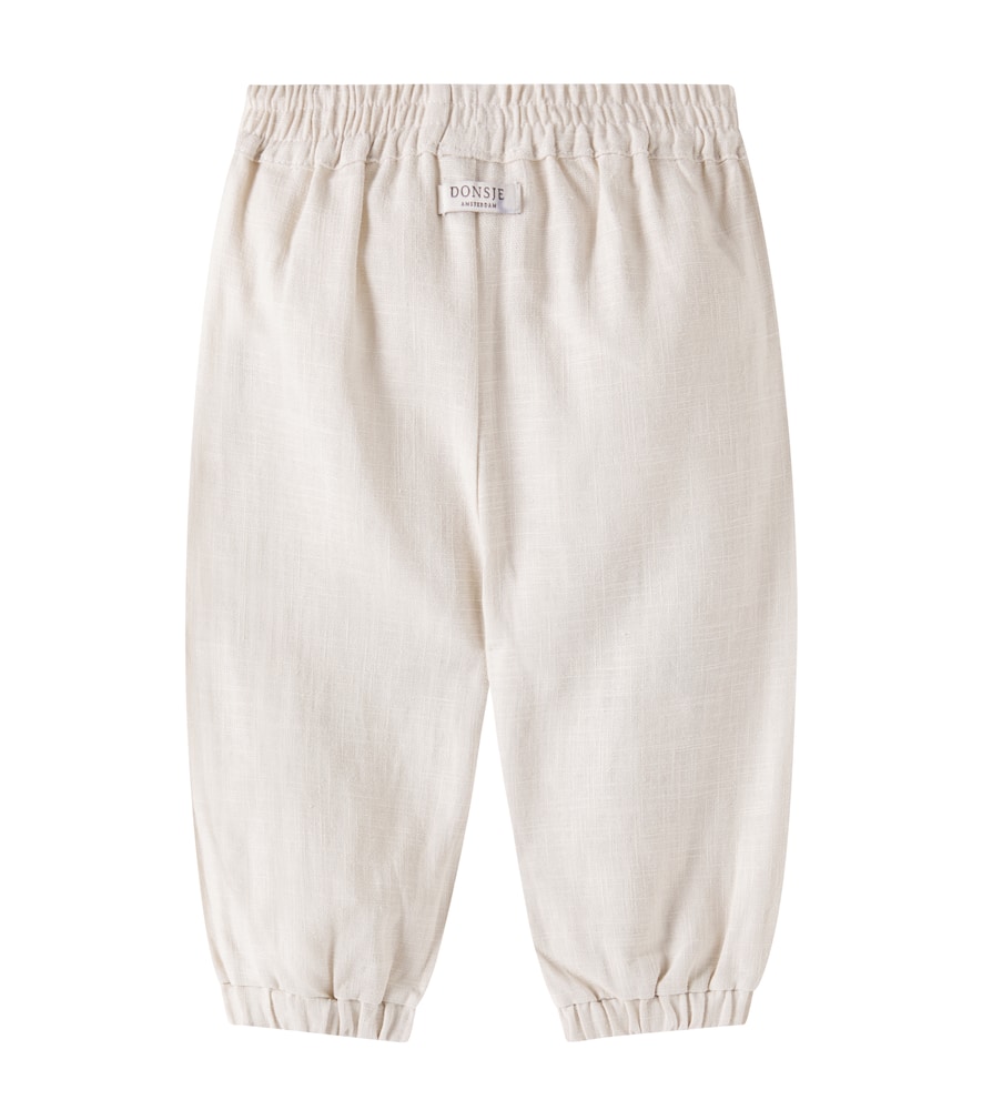 Donsje Baby Anje Embroidered Linen Pants In Soft Sand
