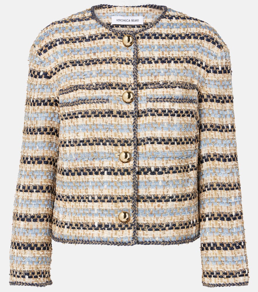Veronica Beard Sumira Metallic Tweed Jacket In Blue
