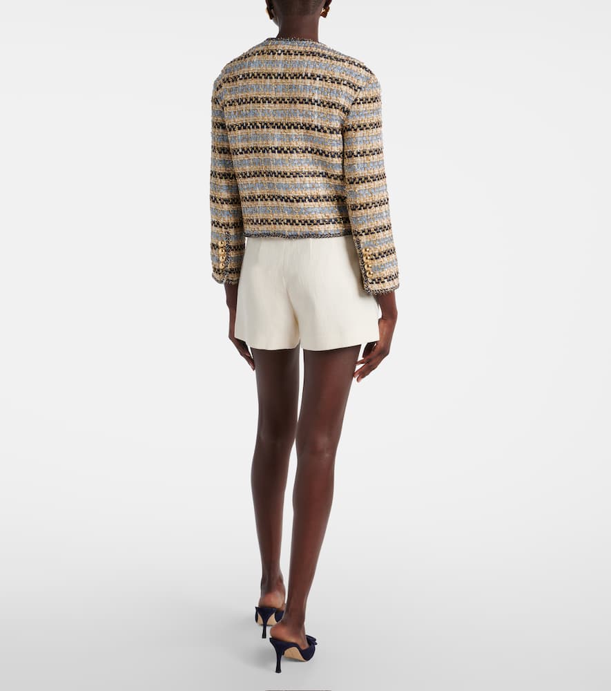 Veronica Beard Sumira Metallic Tweed Jacket In Blue