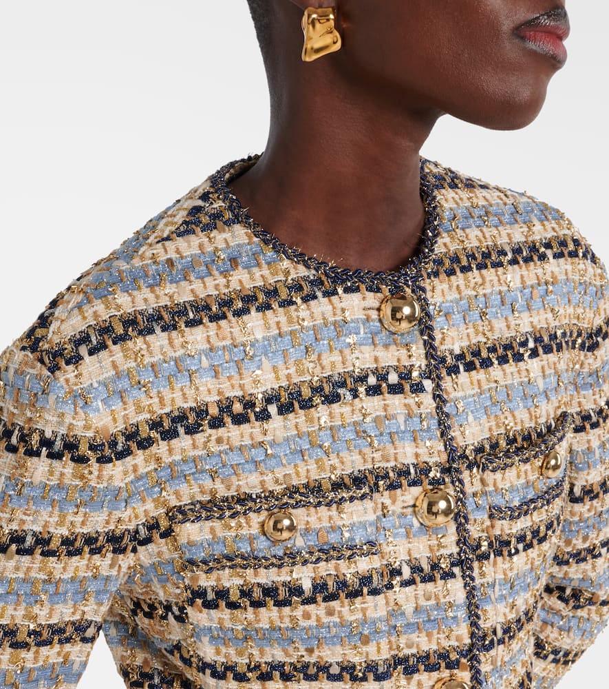 Veronica Beard Sumira Metallic Tweed Jacket In Blue