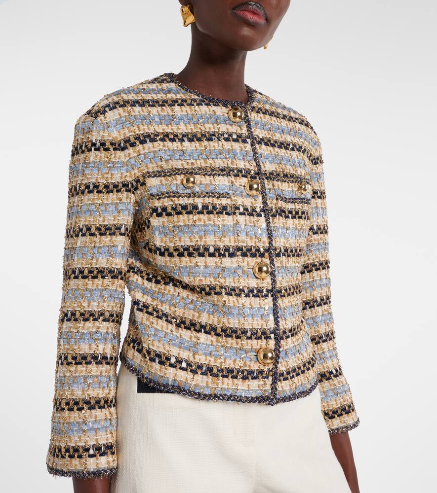 Veronica Beard Sumira Metallic Tweed Jacket In Blue