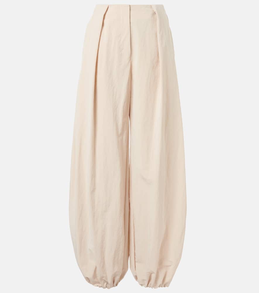 Calisson pleated mid-rise wide-leg pants