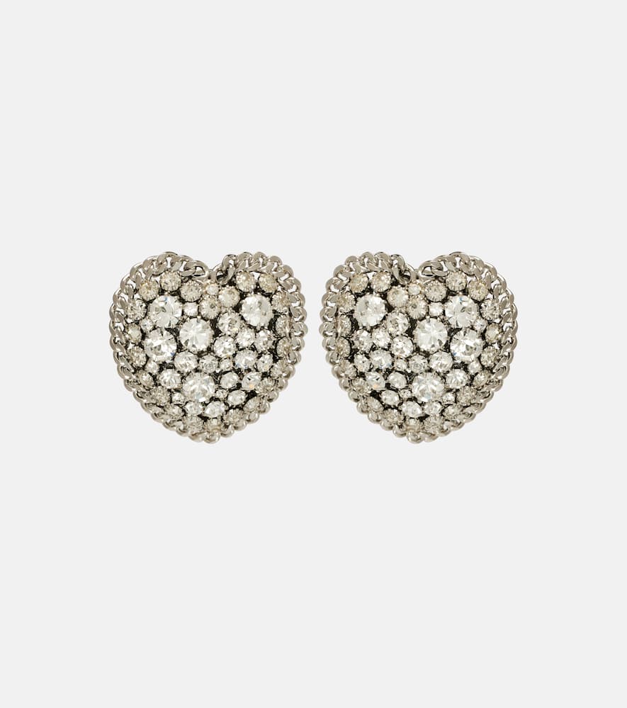 Alessandra Rich Crystal-embellished Clip-on Earrings In Silver