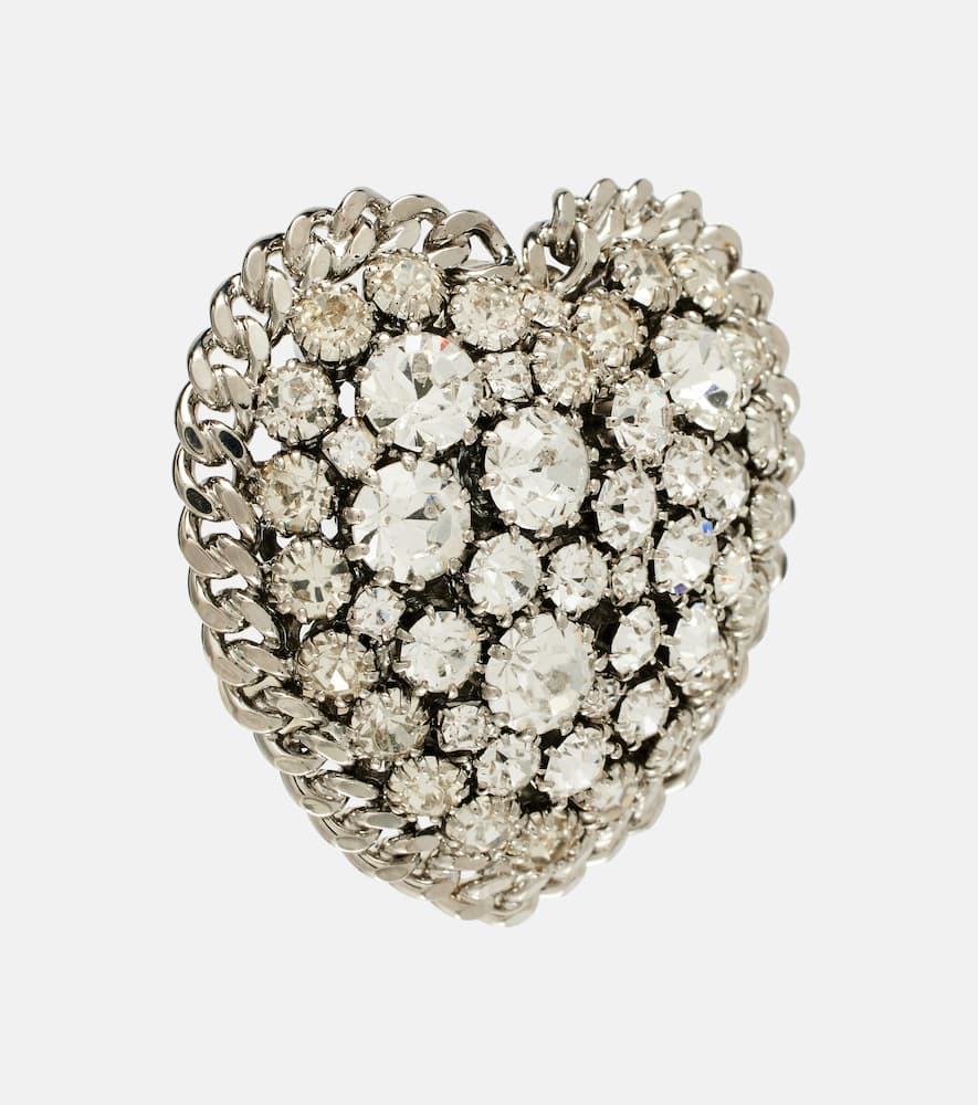 Alessandra Rich Crystal-embellished Clip-on Earrings In Silver