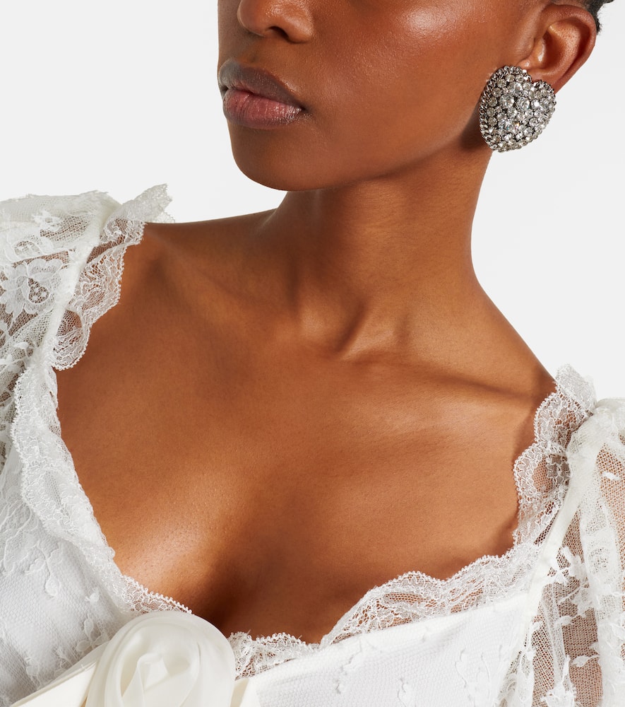Alessandra Rich Crystal-embellished Clip-on Earrings In Silver