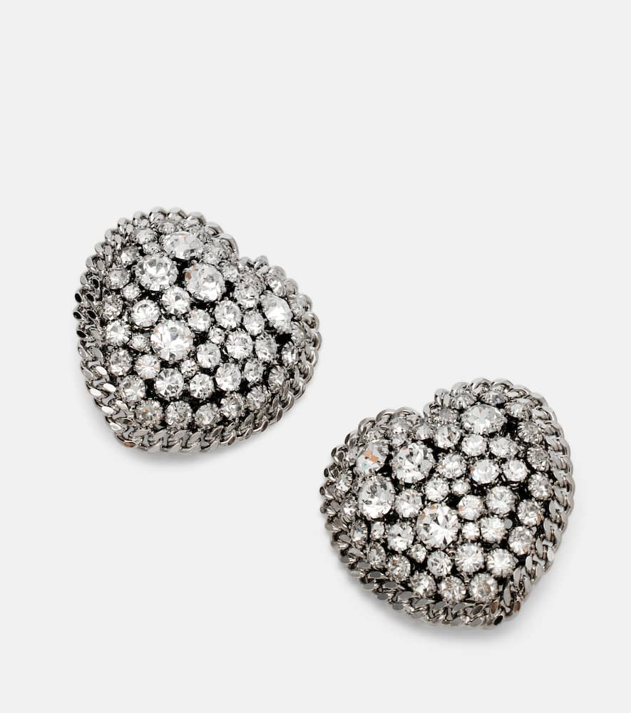 Alessandra Rich Crystal-embellished Clip-on Earrings In Silver