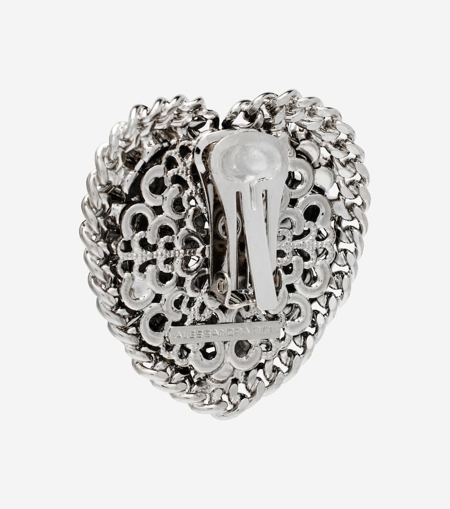 Alessandra Rich Crystal-embellished Clip-on Earrings In Silver