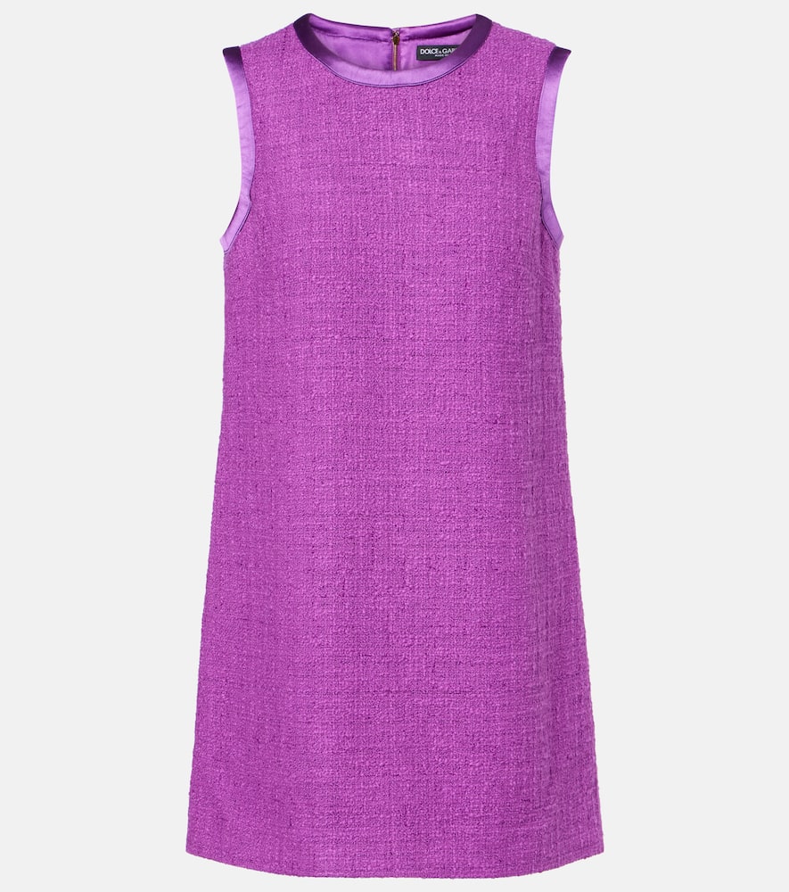 Dolce & Gabbana Cotton And Silk-blend Minidress In Purple