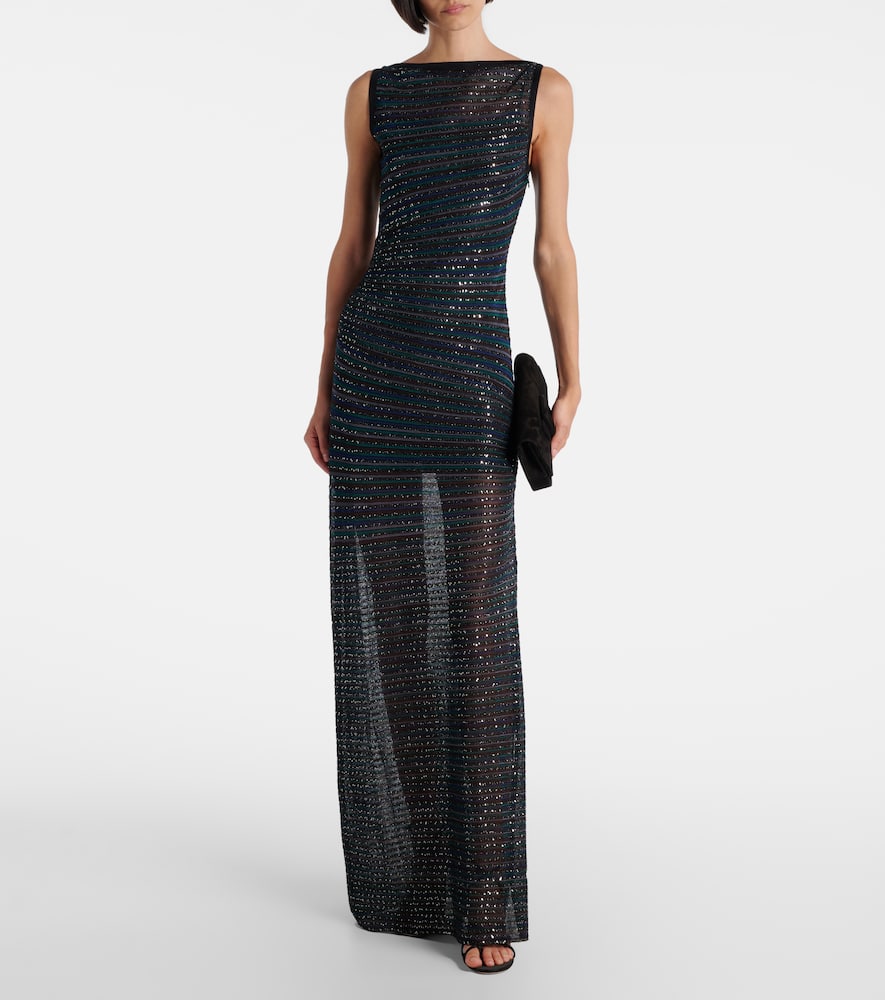 Missoni Sleeveless Long Dress Boat Neck Dresses Multicolor In Blue