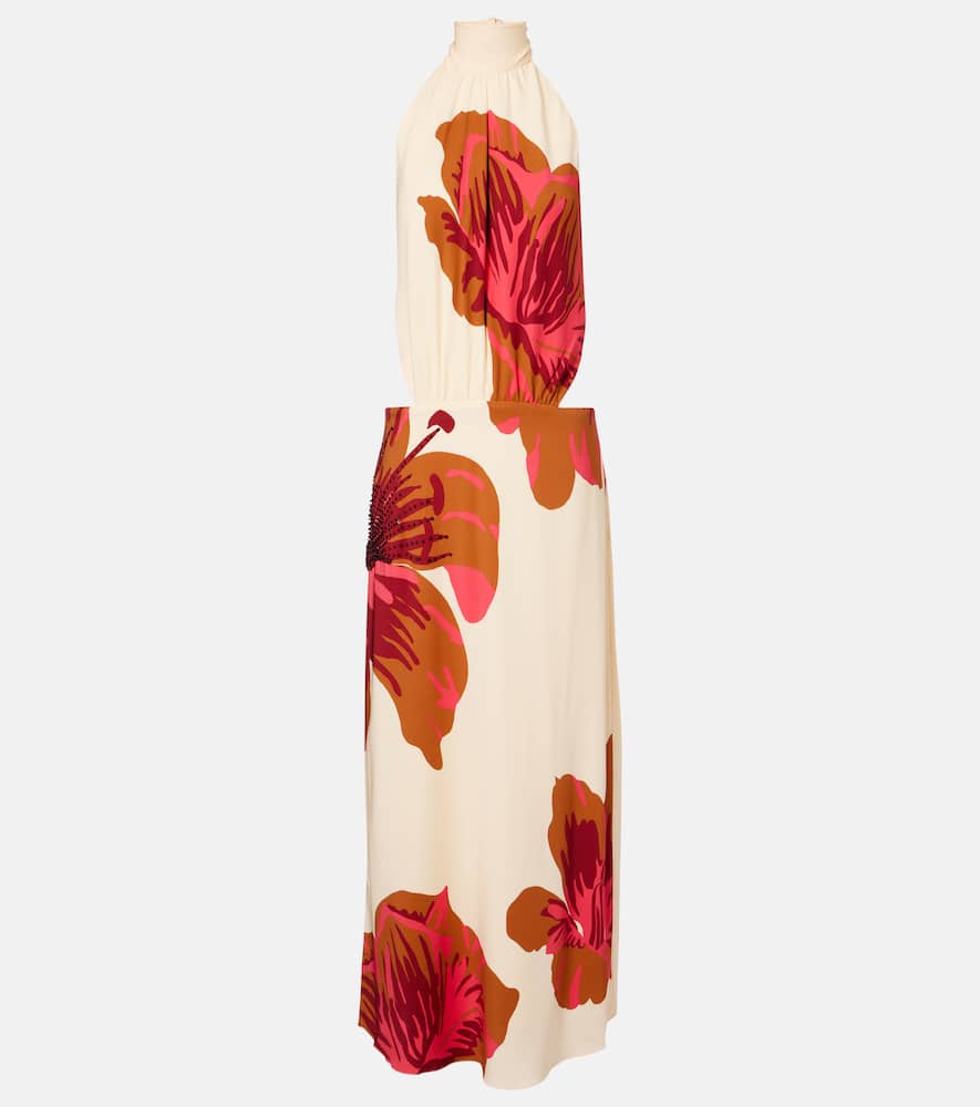 Johanna Ortiz Floral Halterneck Silk Crêpe Maxi Dress In Multi