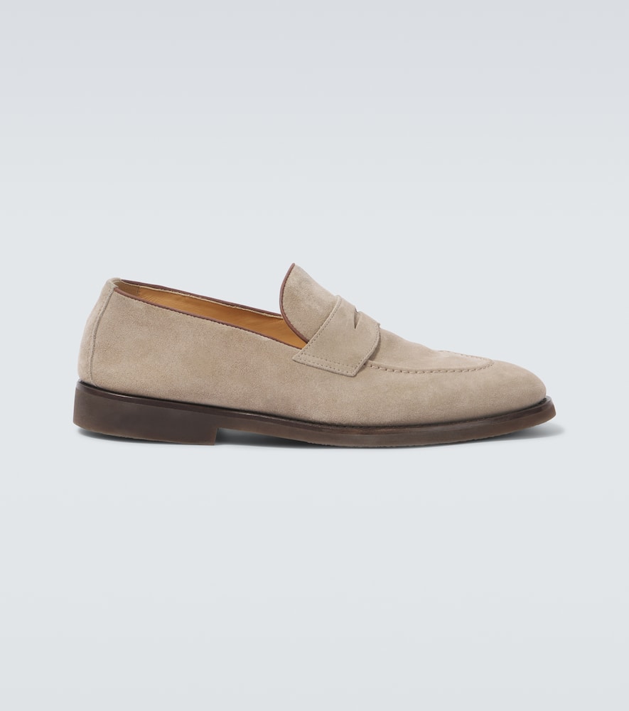 Suede penny loafers