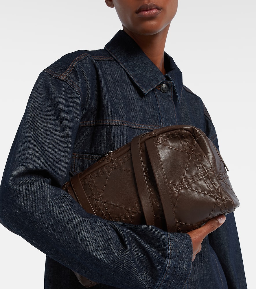 The Row Astra Leather Shoulder Bag In Brown