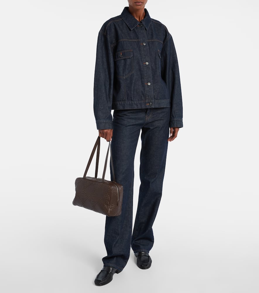 The Row Astra Leather Shoulder Bag In Brown