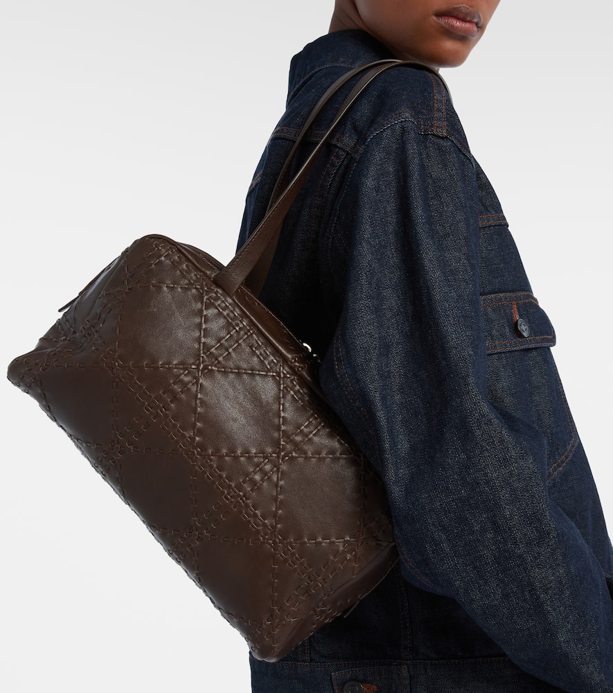 The Row Astra Leather Shoulder Bag In Brown