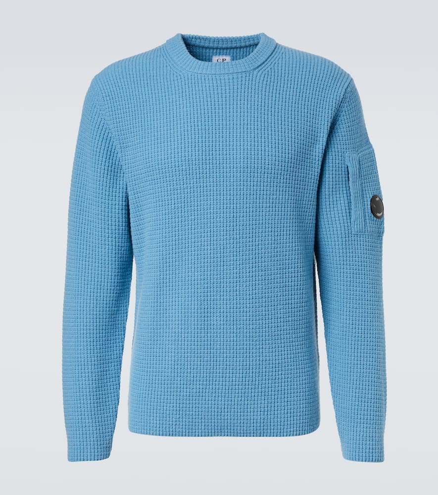 C.p. Company Ribbed-knit Wool-blend Sweater In Blue