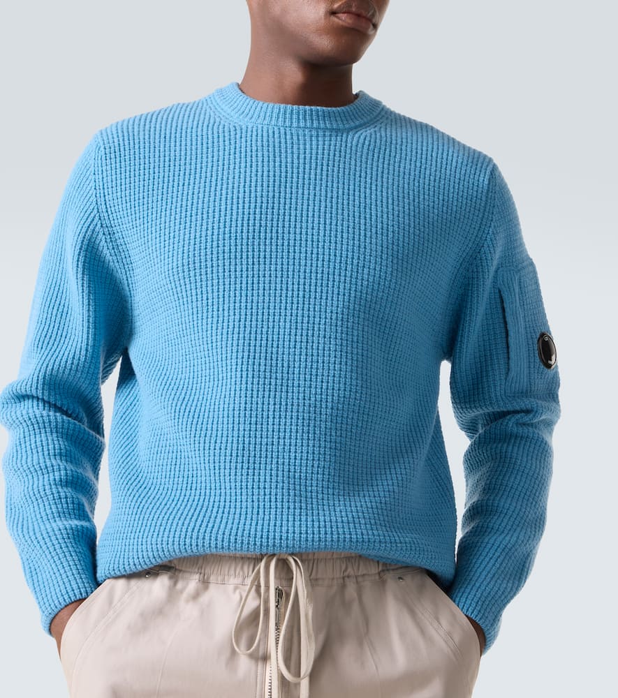 C.p. Company Ribbed-knit Wool-blend Sweater In Blue
