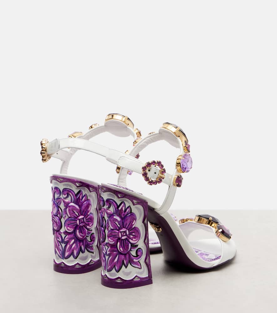 Dolce & Gabbana Patent Leather Sandal With Jewel Embroidery In Purple