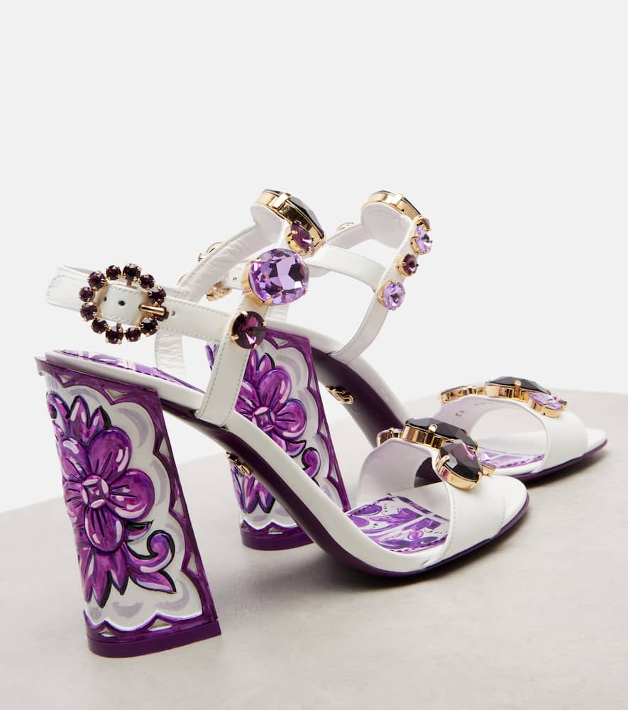 Dolce & Gabbana Patent Leather Sandal With Jewel Embroidery In Purple