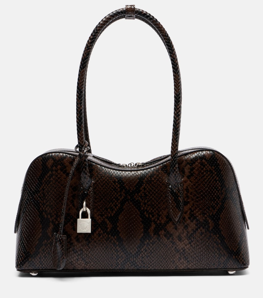 Stella Mccartney Stella Ryder Medium Snake-effect Faux Leather Shoulder Bag In Brown