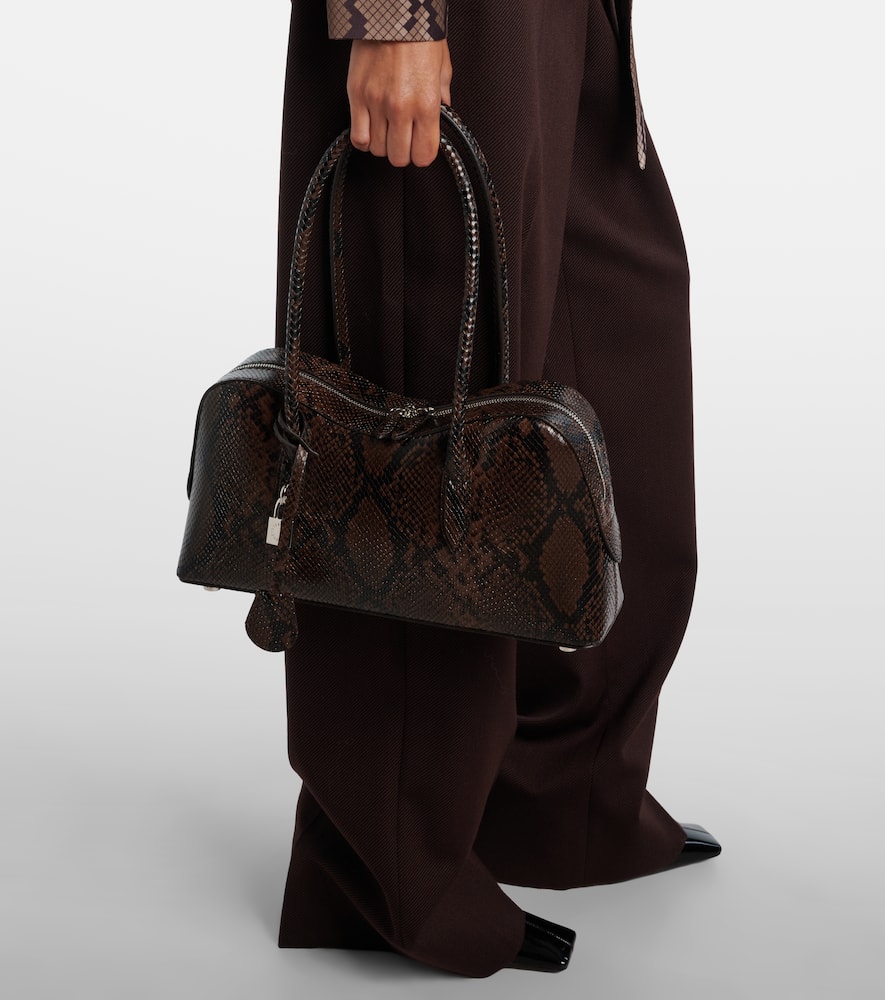 Stella Mccartney Stella Ryder Medium Snake-effect Faux Leather Shoulder Bag In Brown