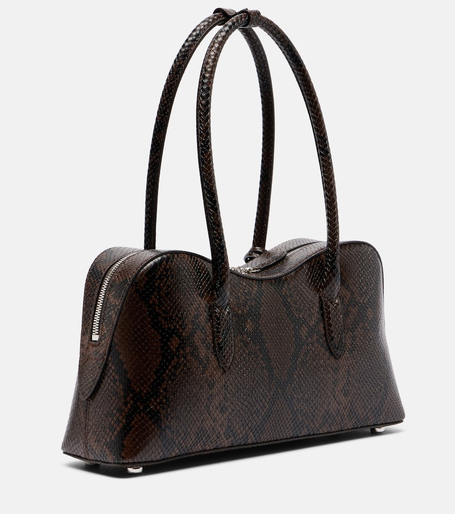 Stella Mccartney Stella Ryder Medium Snake-effect Faux Leather Shoulder Bag In Brown