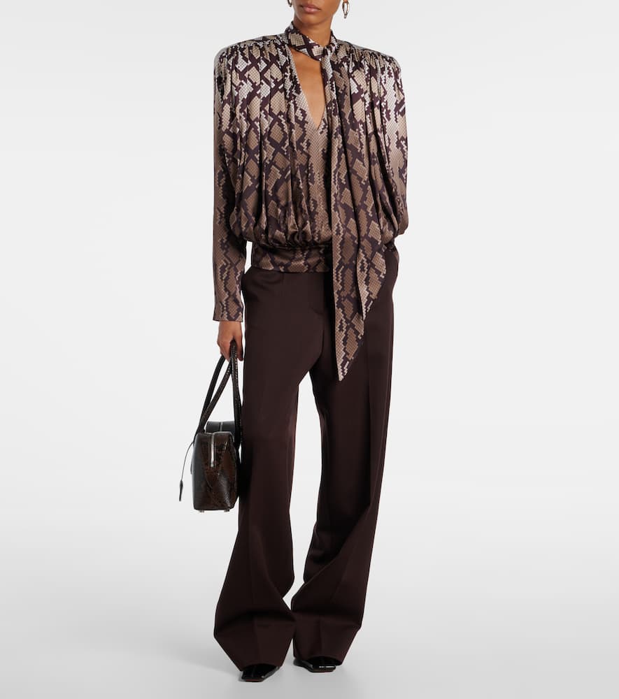 Stella Mccartney Stella Ryder Medium Snake-effect Faux Leather Shoulder Bag In Brown