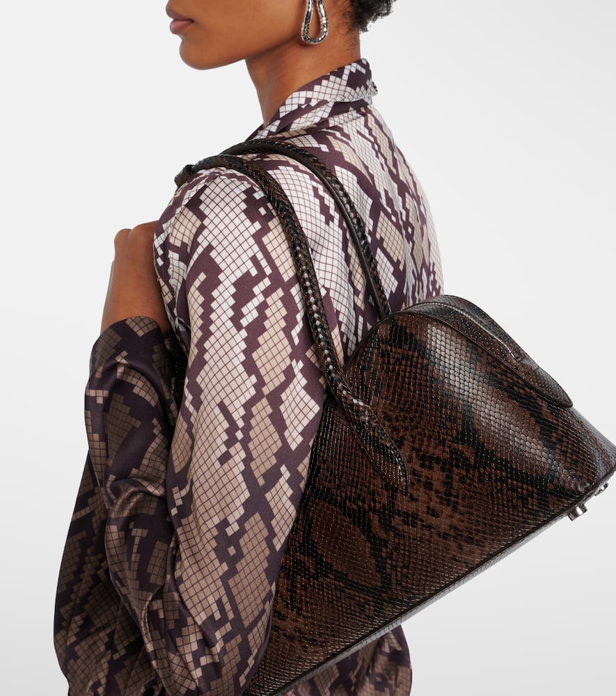 Stella Mccartney Stella Ryder Medium Snake-effect Faux Leather Shoulder Bag In Brown