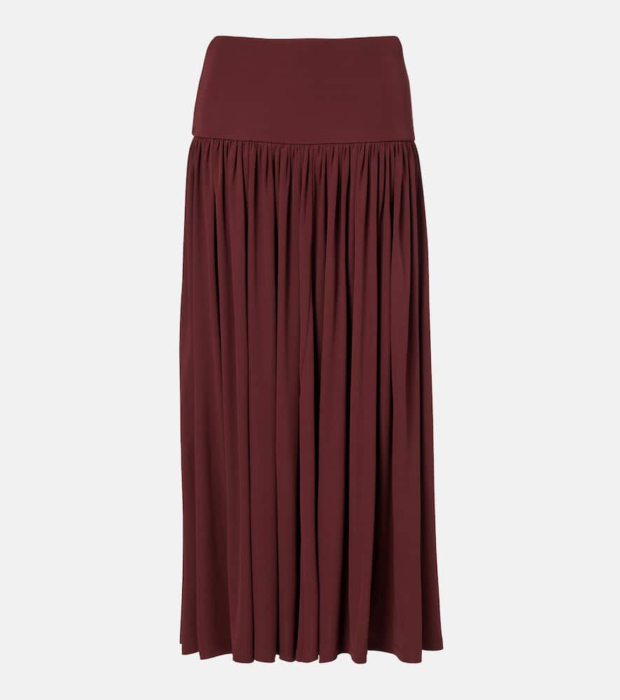 Aya Muse Gathered Jersey Maxi Skirt In Red