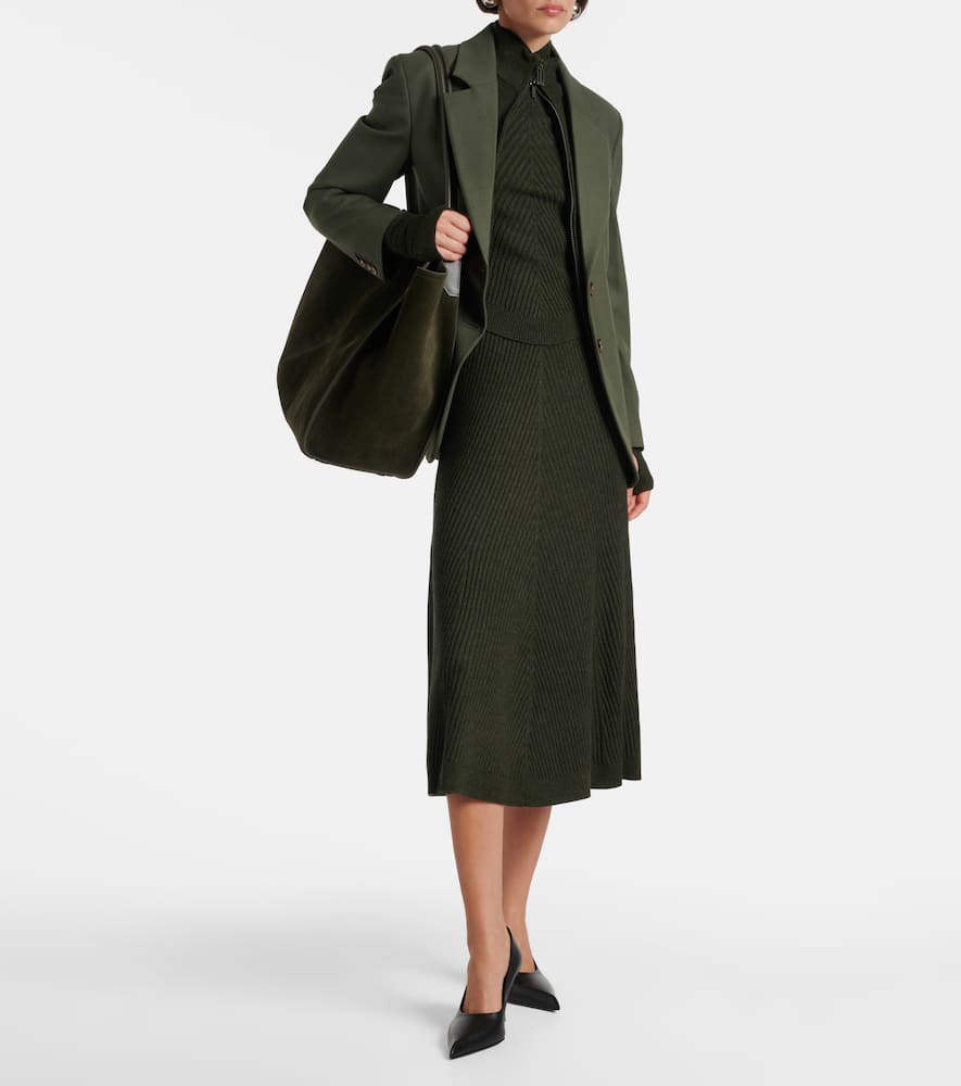 Victoria Beckham Ribbed-knit Wool Turtleneck Sweater In Green