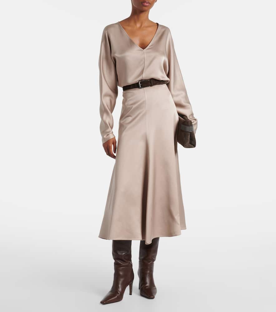 Brunello Cucinelli Silk Blouse In Brown
