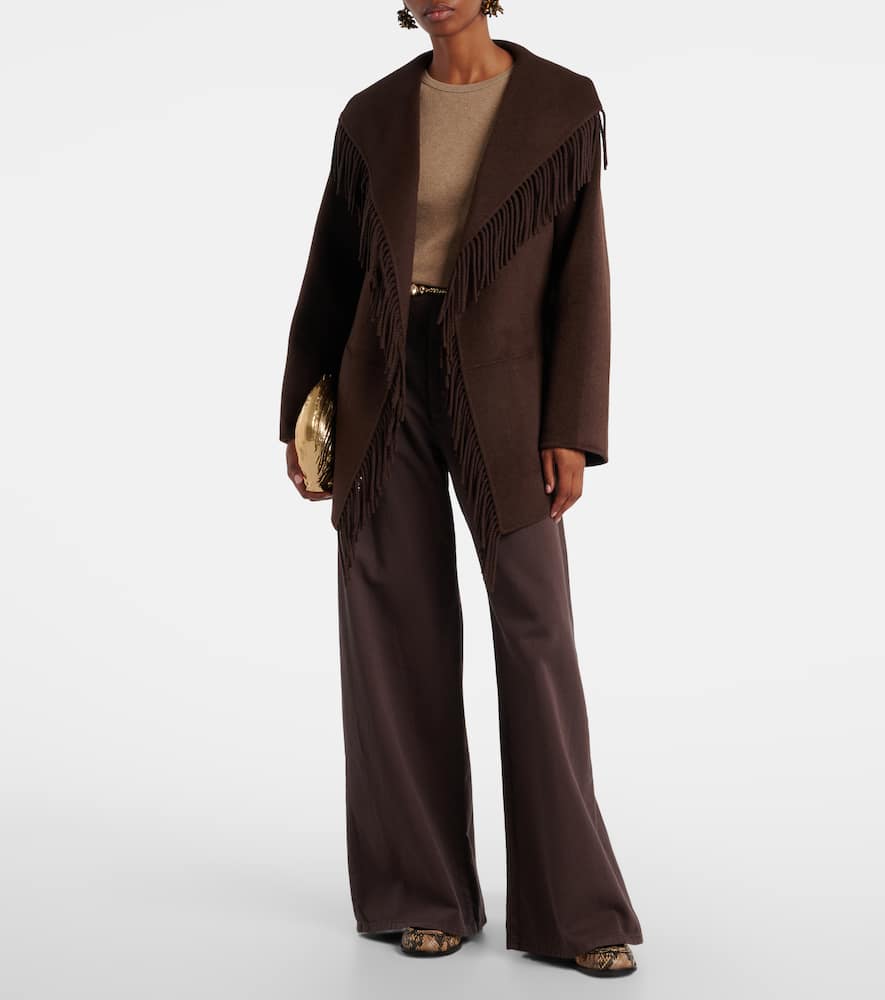 Simkhai Rowen Fringed Wool-blend Jacket In Brown