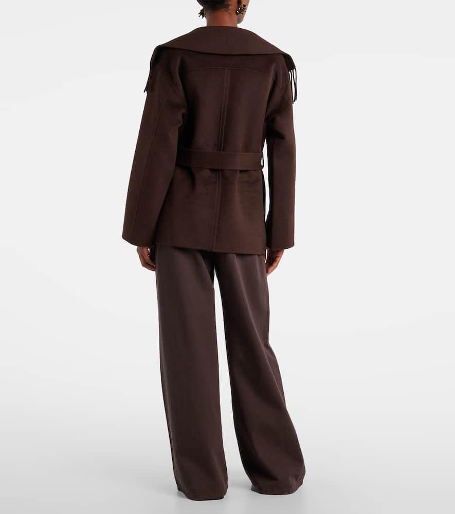 Simkhai Rowen Fringed Wool-blend Jacket In Brown