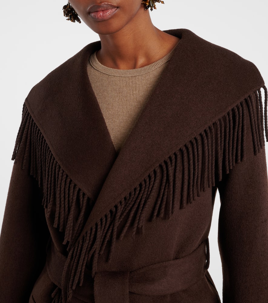 Simkhai Rowen Fringed Wool-blend Jacket In Brown